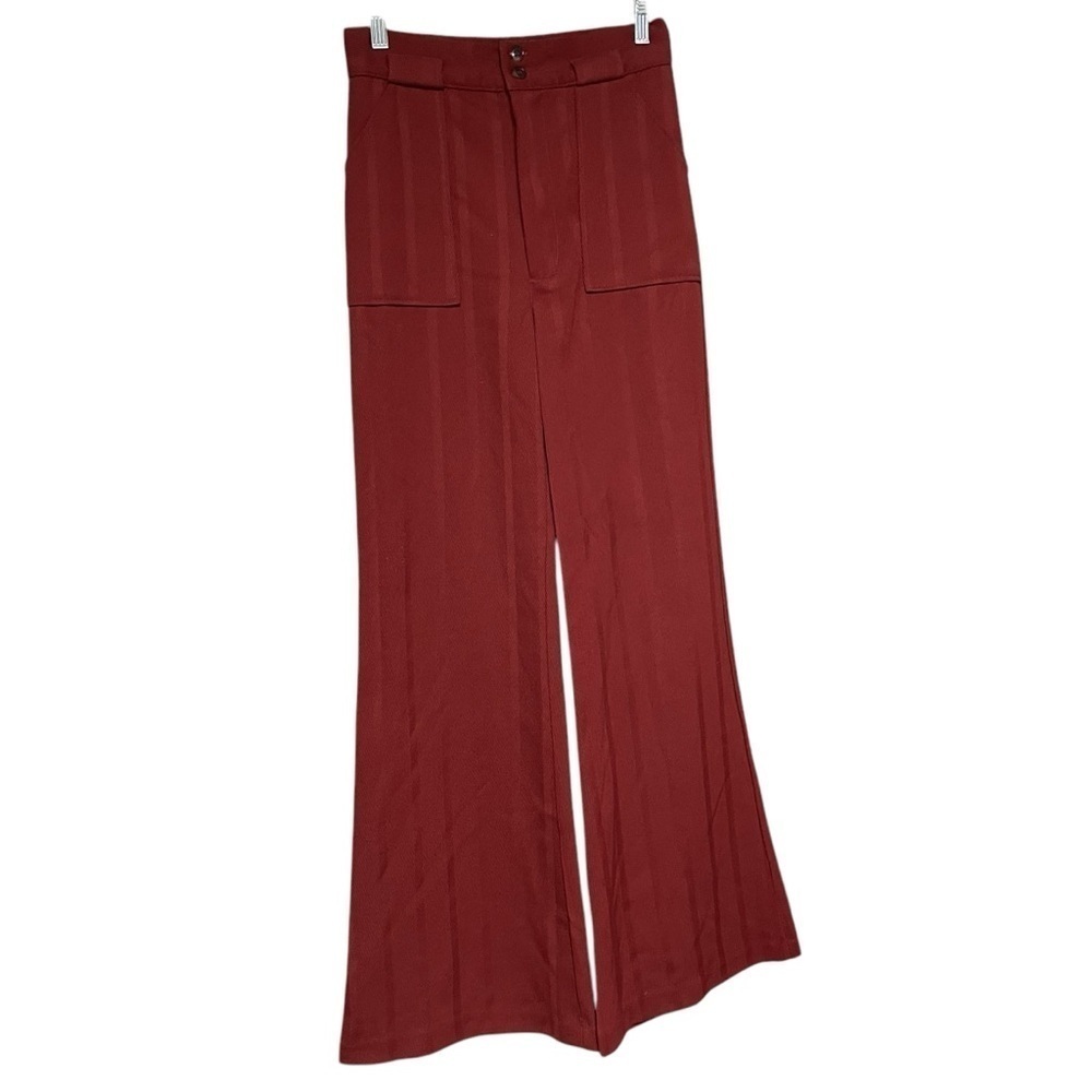 Free People Herringbone Flare Leg Pants Size 4 - Picture 2 of 11